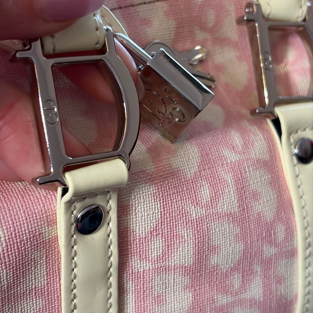 Mini Pink/ Cream Logo Coated Canvas w Leather Trim - Picture 6 of 11